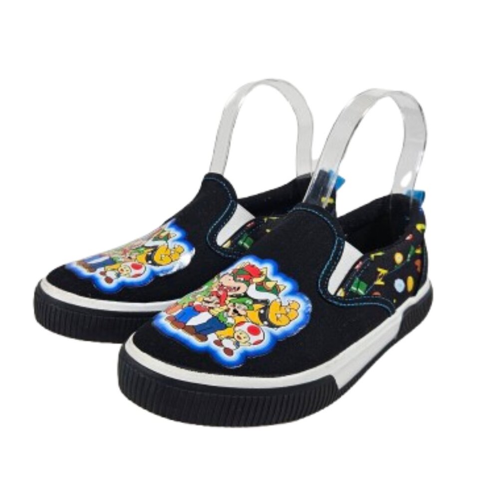 Ground Up Super Mario Slip On Sneakers Boy's Size 3 Black Multicolor